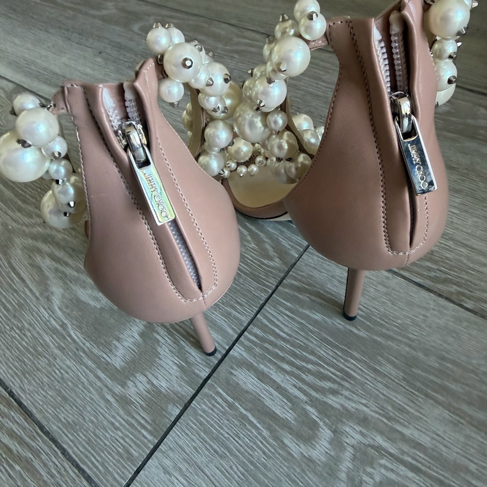 Jimmy Choo Blush Pearl Pearl Embellished Heels - Picture 5 of 14